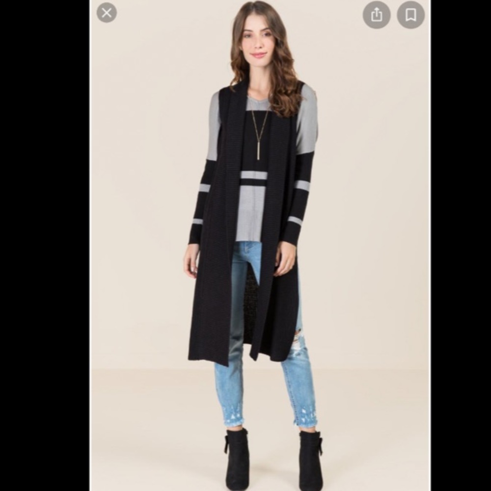 Shawl Collar Duster Sleeveless Sweater Vest